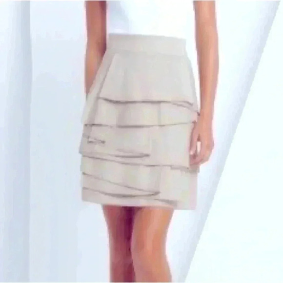 BCBGMAXAZRIA | Smoke Grey Tiered Layered Formal Mini Skirt Size 4 Small S - Picture 1 of 5
